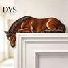 Western Pastoral Room Decor Horse Wooden Door Topper Decor, 2D Printed Rustic Frame Wild Aesthetic Wall Hanging Ornament, Top Shelf Decoration