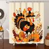 Thanksgiving Shower Curtain,Cartoon Turkey And Autumn Leaves Shower Curtain For Bathroom Decor Polyester Waterproof Bath Curtain