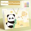 Panda A4 File Folder Large Capacity 8/12 Pockets Test Paper Storage Folder Cartoon Buckle Design Document Bag Student Supplies