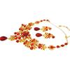 Bridal Wedding Party Red Golden Color Alloy Pendant Necklace Earrings Set