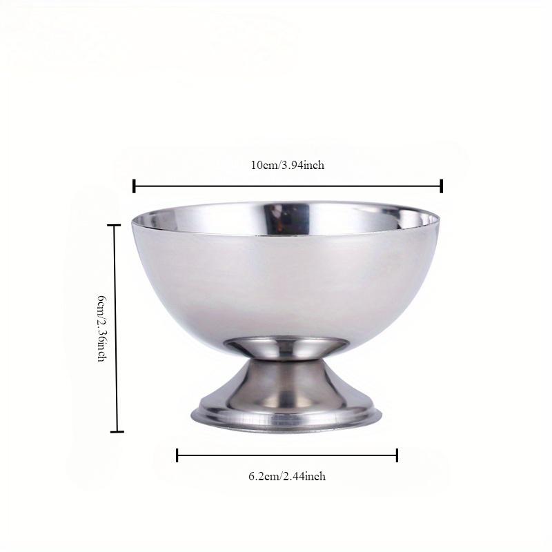Salatkopp i rustfritt stål, iskrembolle, dessertfruktis, milkshake, snackskopp, rund fruktfat med lav fot for fotmassasje