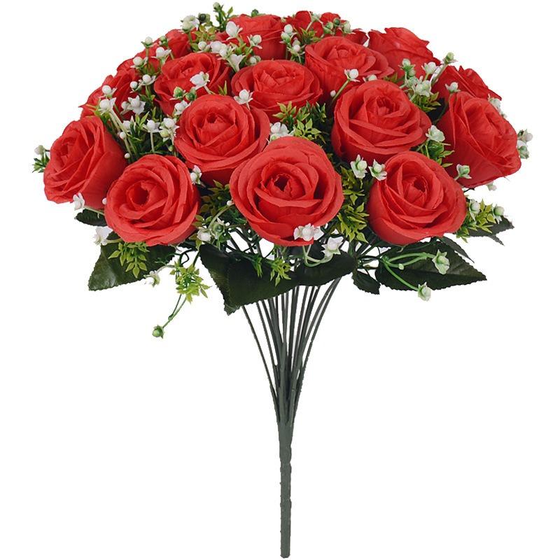 18 Köpfe Seidenrosen Künstliche Blumen Fake Bouquet Hochzeit Home Party Dekor