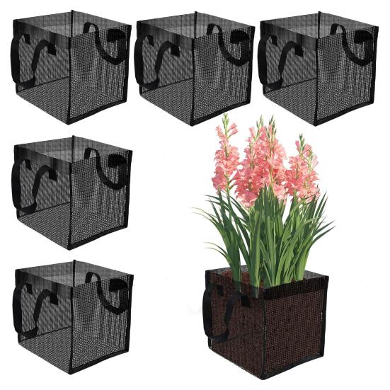 Mesh Pond Plant Basket Aquatic Plant Grow Bag Reusable Large Planter Pots with Handles for Growing Water Lilies Lotus Aquatic Plants