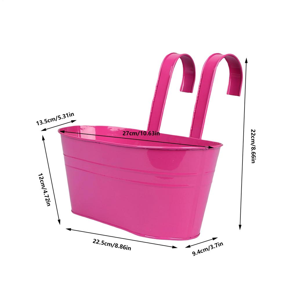 27cm Hangable Flower Pot Fence Hanging Flowerpot With Detachable Hook Metal Iron Plant Pot Holders Double Hook Hanging Flowerpot