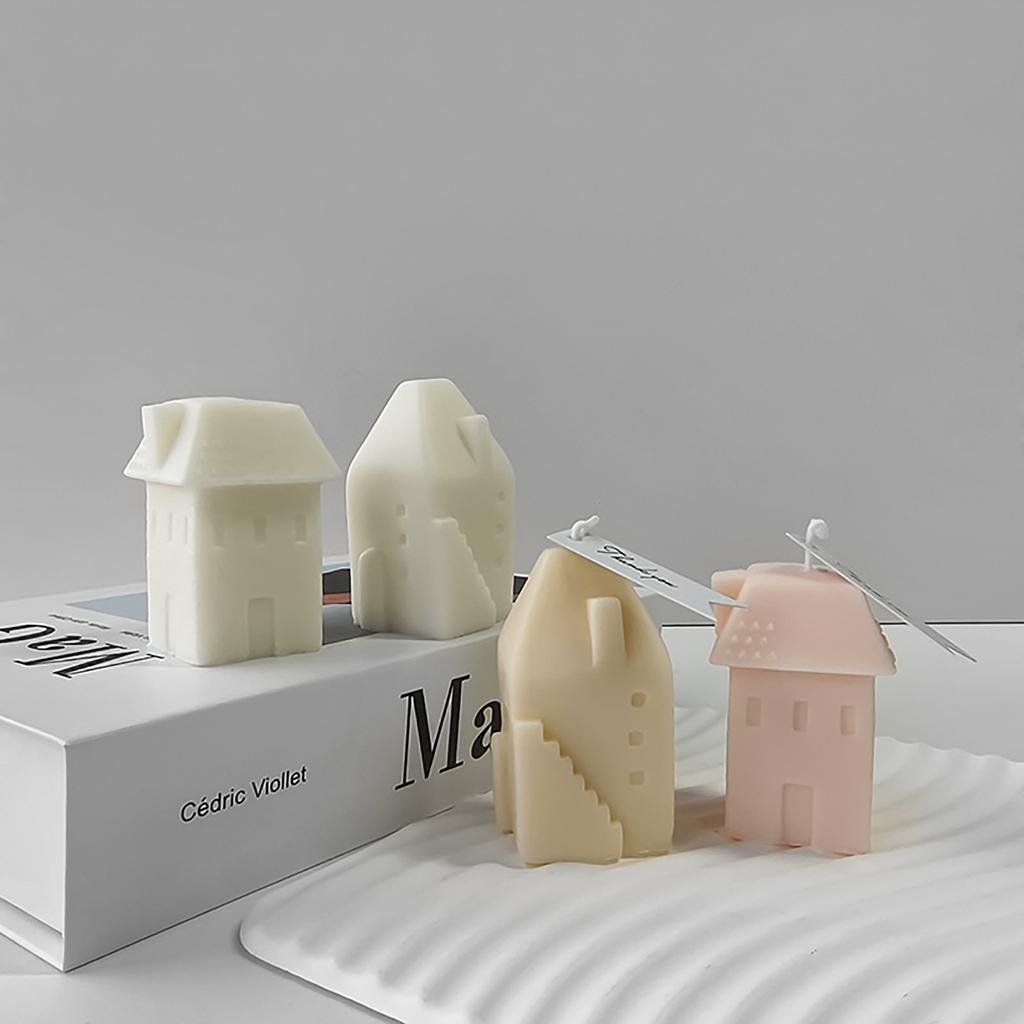 Flexible Soap Mold Relief Candle Molds Crafting Moulds Small House Shape Soap Silicone Mold for Making Beautiful Candle
