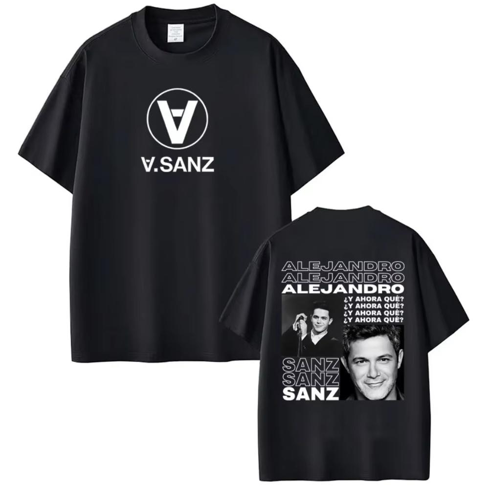 Sänger Alejandro Sanz Album Tour Bedruckte T-Shirts Herren Damen Hip-Hop T-Shirt Kurzarm Vintage Freizeit T-Shirts