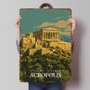 Acropolis Athens Greece Travel Printed Poster Customized Retro Wall Art Vintage Metal Tin Signs for Home Room Decoration Cozy