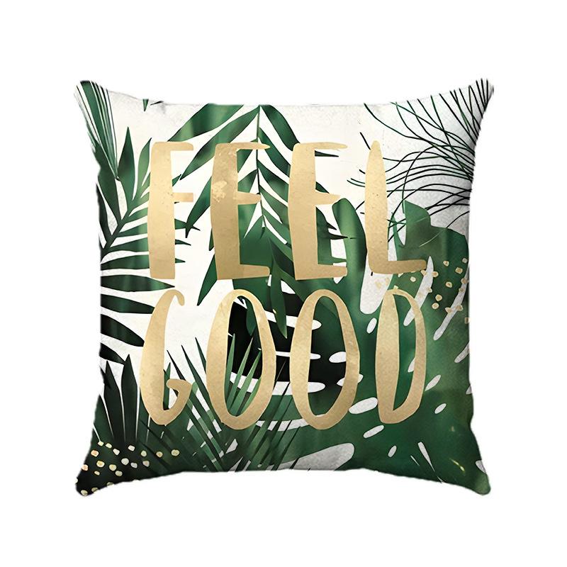 Nordic Tropical Plants Digital Printing Short Plush Pillow Covers Decorative For Car Sofa Office Cushion Cover Home Goods