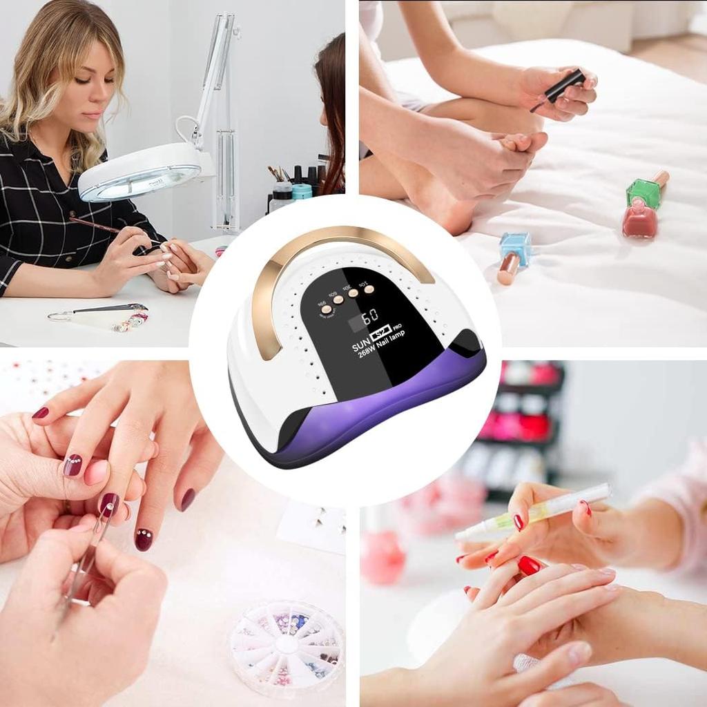 268W UV LED Nail Dryer Lamp for Professional Nails Curing Gel Polish UV Lamp Drying Light with 57Pcs Beads Automatic Sensor