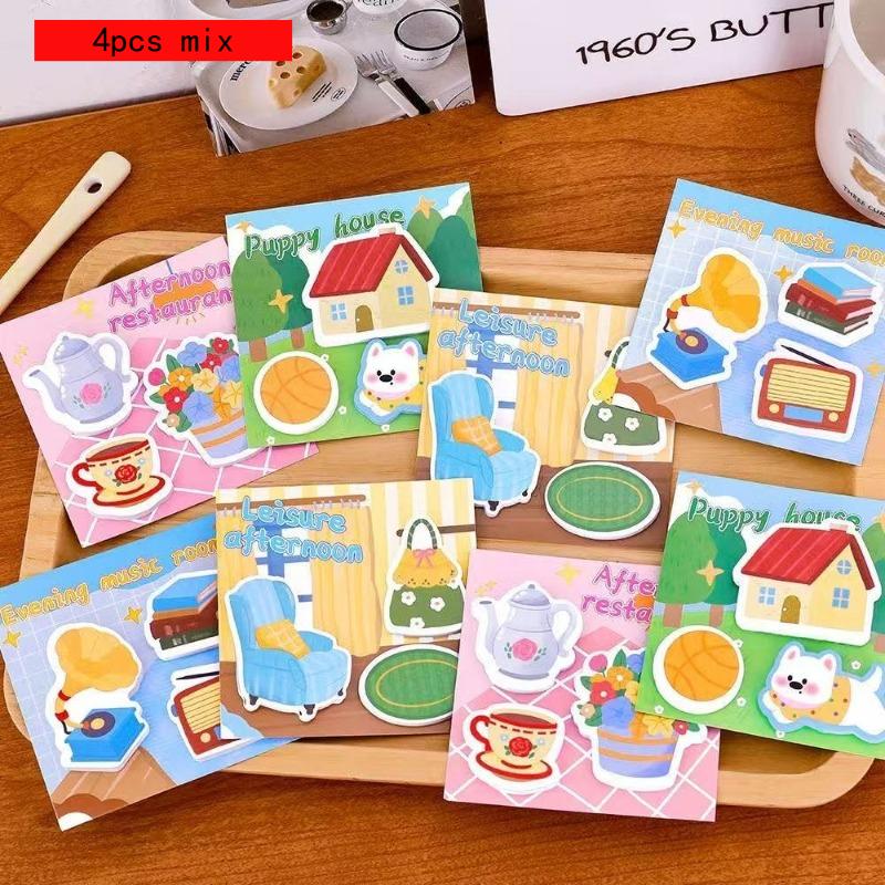 

Lovely Creative Scene Sticky Notes with High Appearance and Cute Combination Collage Paper Stickers Student Kawai Stationery