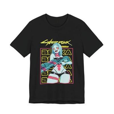 Anime Cyberpunk Edgerunners Rebecca Japanese Graphic Black TShirt Size S4XL