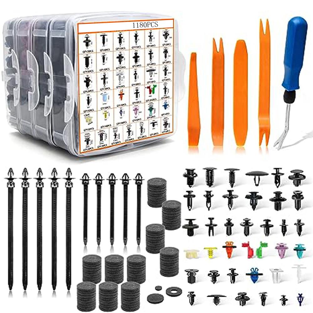 380/190pcs Clip di fissaggio for auto 6 Dimensioni Kit di fissaggio in plastica Clip for pannello di rivestimento automatico Set di rivetti for paraurti for carrozzeria mista Spinta di ricambio
