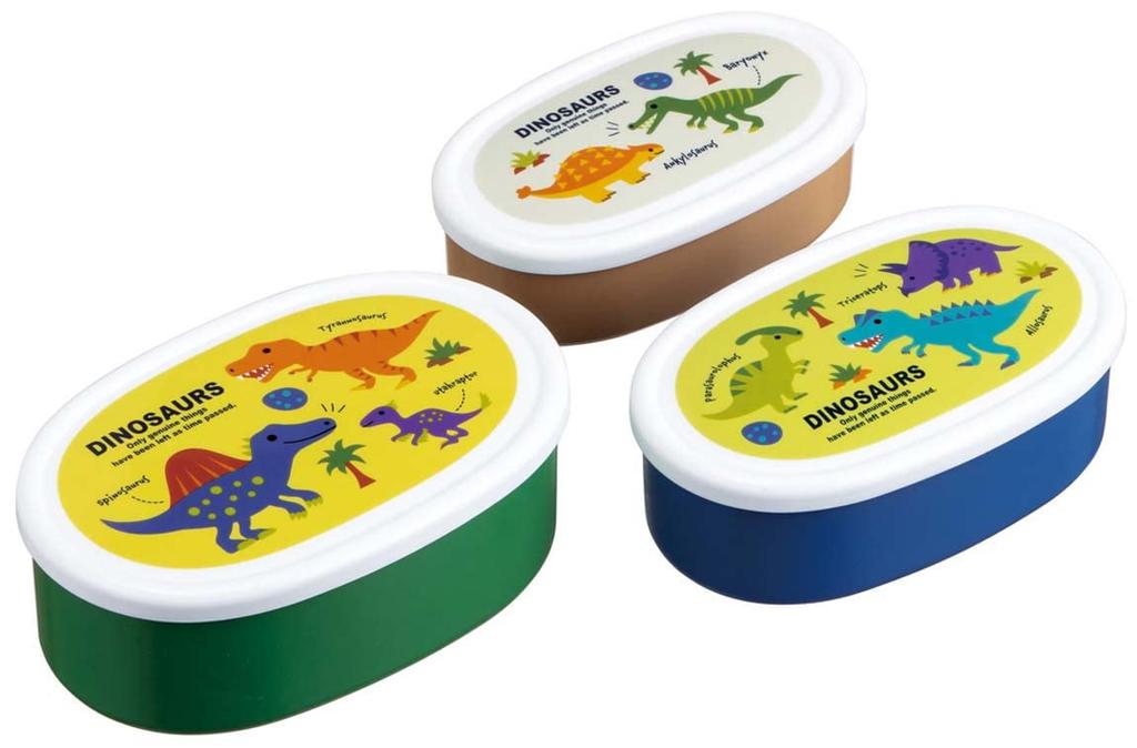 Skater Lunch Sealable Storage Set of Dinosaur Made In Box, Containers, Containers, 3, Picture, Japan, 860ml, SRS3SAG-A