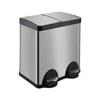 30L Stainless Steel Dual Compartment Step Trash Can Kitchen Garbage Bin with Soft Close Lid Silent Pedal Two Inner