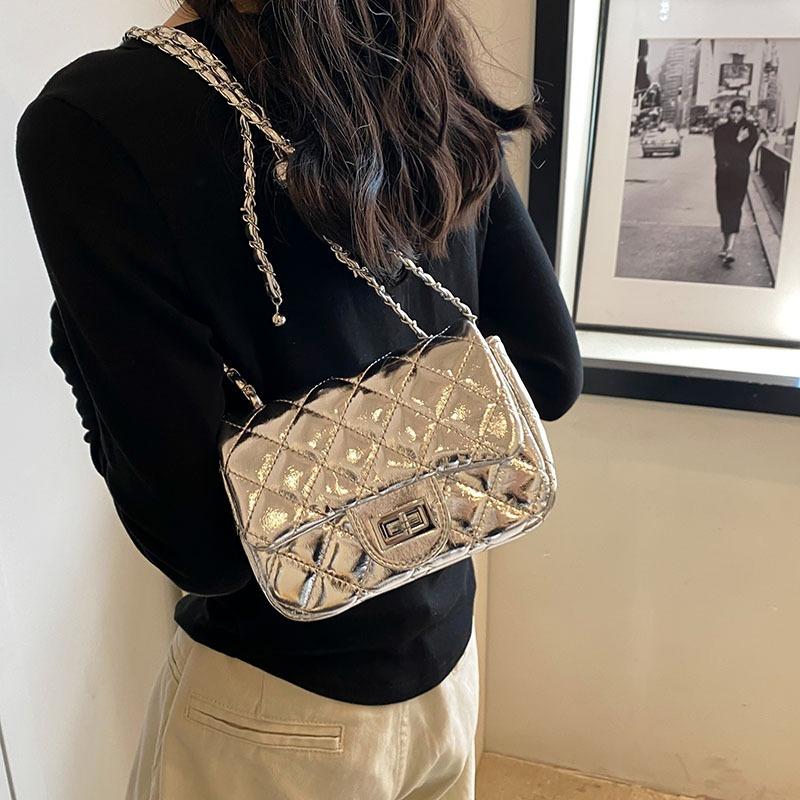 Fashion Rhombus Chain Bag Women's Spring and Summer New Simple Shoulder Bag High-end Casual Messenger Bag
