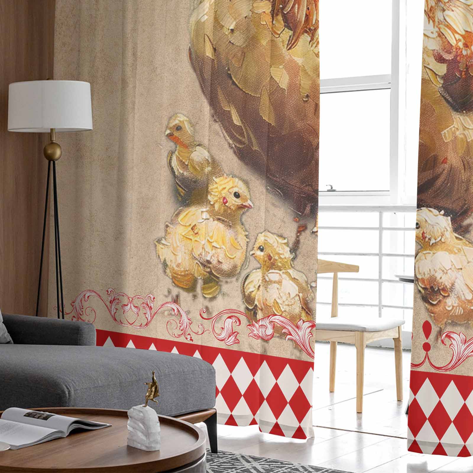 Ретро сельские фермерские куры тюль оконные шторы для спальни роскошный домашний декор — фото 4