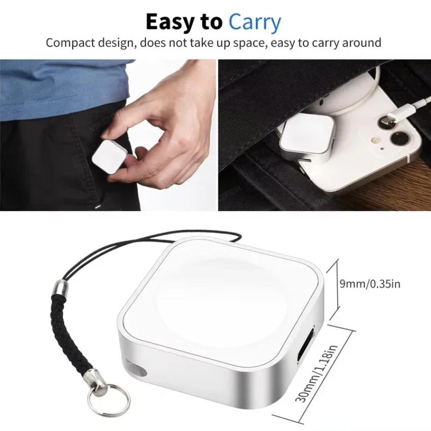 Portable Mini Watch Wireless Charger Dual Port  Type-C Charging For Apple Watch iWatch 10 9 8 7 SE 6 5 4 3 2 1 Fast Charging Pad
