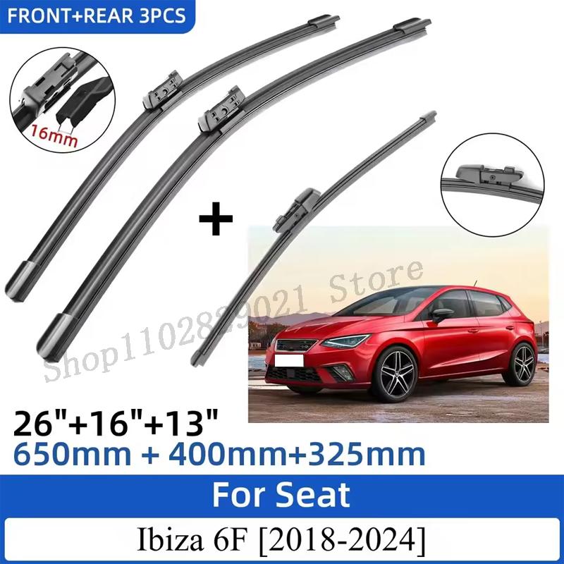 3PCS For Seat Ibiza 6F 2017-2025 26"+16"+13" Front Rear Wiper Blades Windshield Windscreen Window Cutter Accessories 2025 2025