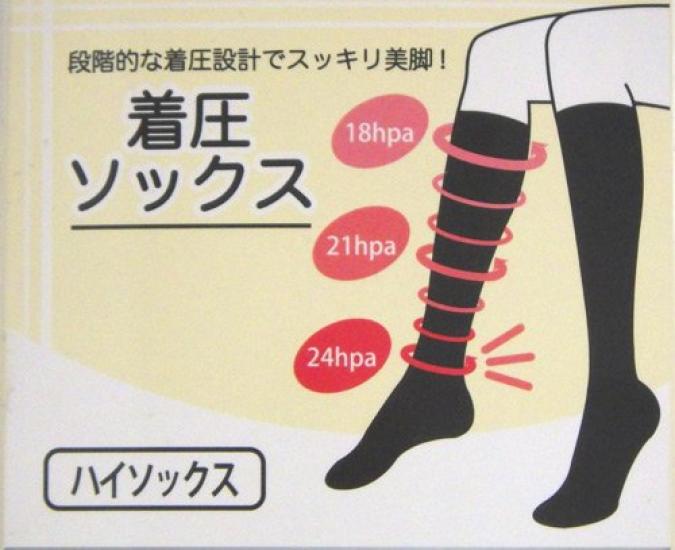 Socks Marche Compression High Solid Reduces Leg Cotton Outer Thread Women's Socks, 4-Pair Set, Black, Swelling, 100%