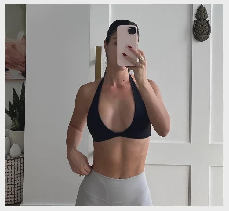 Breathable V-Neck Halter Sports Bra with Open Back - No Steel Rings, Perfect for Yoga & Fitness