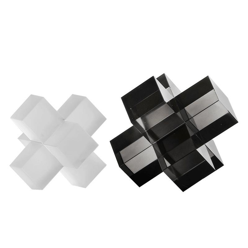 Moderne minimalistische Kunst, dreidimensionale geometrische Glas-Transparent-Kreuz-Ornamente, Wohnzimmer, Arbeitszimmer, Büro, Dekoration, Einrichtungsgegenstände