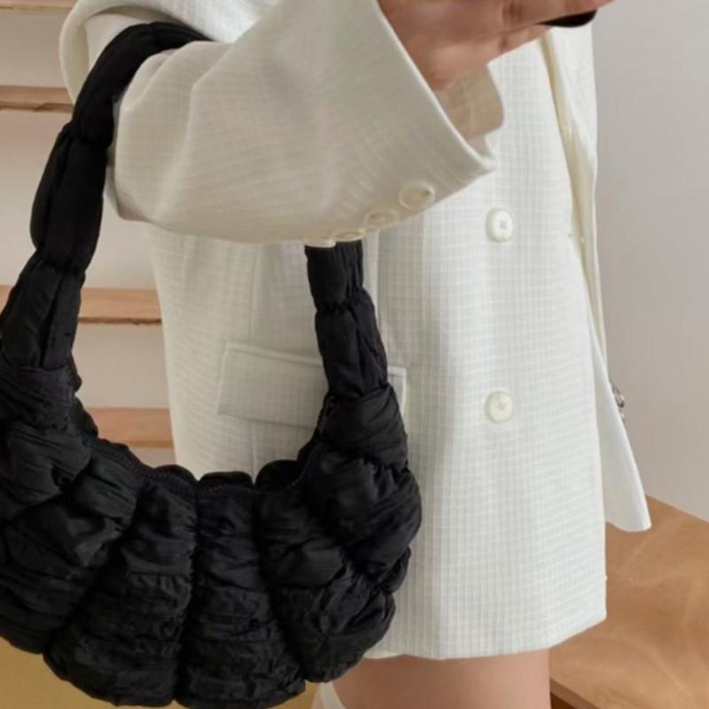 Blue Crossbody Bag Womens Large Capacity Casual Shoulder Cloud Shape Folded Texture