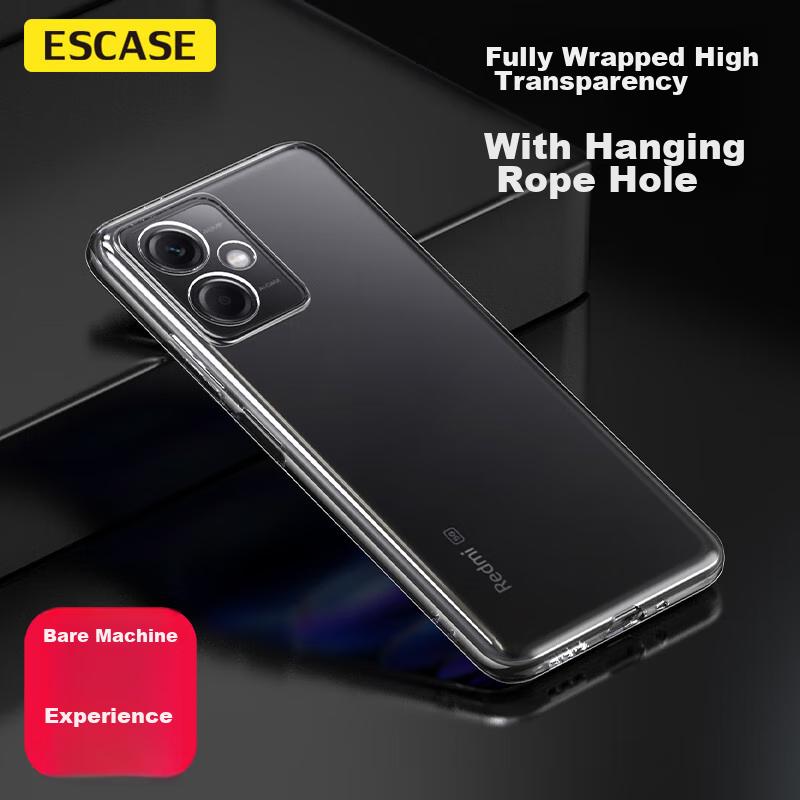 Redmi Note 12 Phone Case, Redmi Note 12 Protective Cover, Shockproof, Transparent, Full Coverage Soft, Ultra-Thin Silicone (With Lanyard Hole)