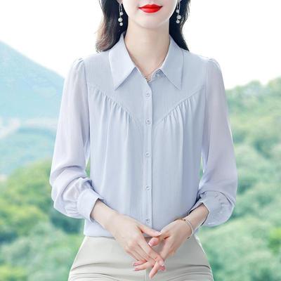 Fashion Shirt Autumn New Long-sleeved Temperament Top Elegant Button Splicing Western Style Solid Color Outer Shirt