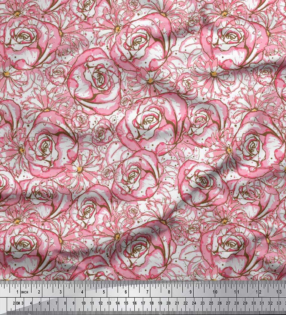 

Тканина Soimoi Poly Crepe Dot & Rose Floral Decor Fabric Printed meter 42 Inch 42 Inch Wide - Poly Crepe білий
