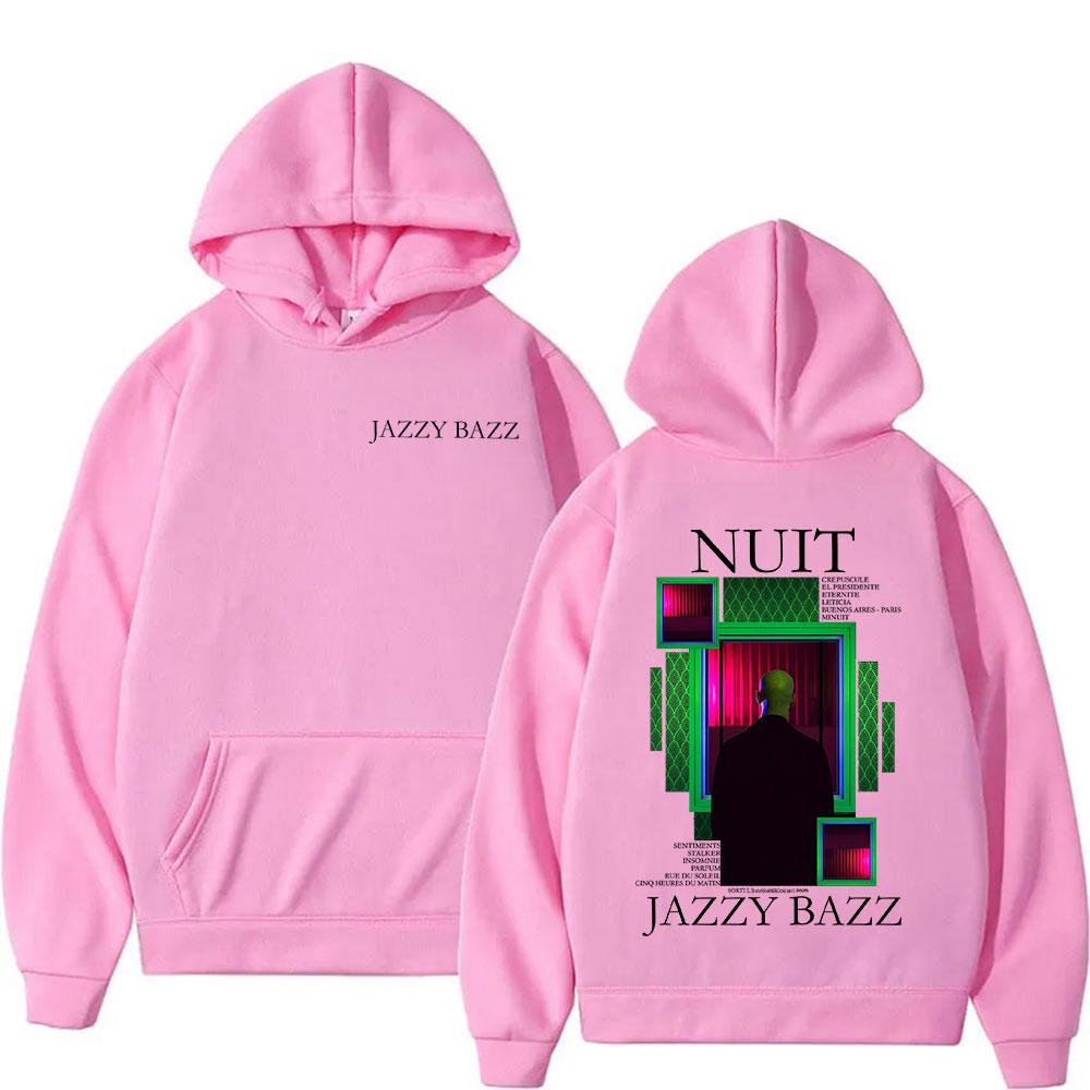 Rapper JAZZY BAZZ NUIT Tour 2025 Grafik-Hoodie Herren Damen Vintage Mode Übergroßer Hoodie Hip Hop Popmusik Kleidung mit Kapuze