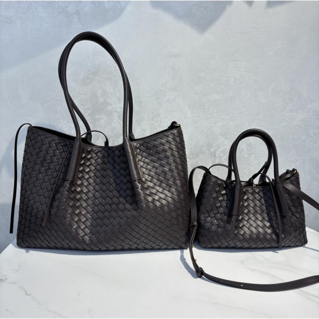 20256 New leather women's bags, handwoven bags, totes, mother and child bags, vegetable baskets, portable shoulder bags, cross-border batches