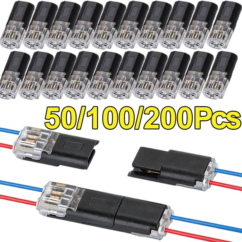 Electrical Wire Connectors D2 Waterproof No Stripping 2 Pin Quick Splice Wire Terminal Plug Automotive Cable Car Wire Connector Plug Connectors 4