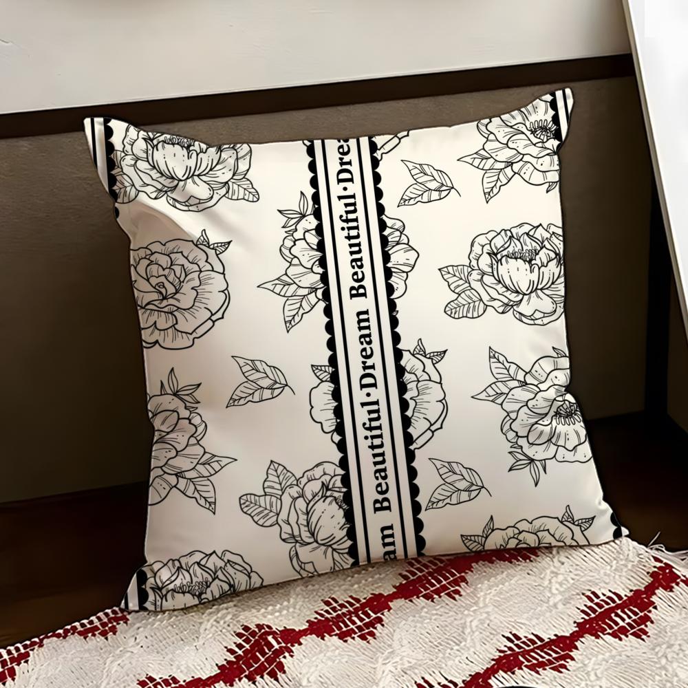 Beautiful Retro Flowers Cushion Cover Reversible Soft Durable Pillow Cover Home  Car MultiScene Use for Daily Comfort