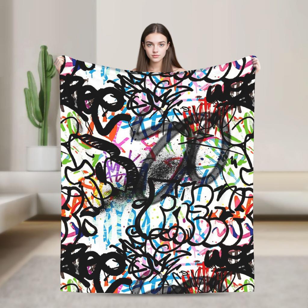 Cartoon Cute Doodle Blanket Quality Soft Throw Blanket Winter Boy Girl Bedroom Funny Bedspread