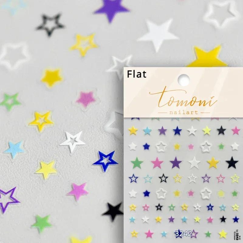 1pcs 5D Relief Kawaii Colorful Star Nail Art Stickers Multi Macaron Mangxing Nail Decorations Self Adhesive Decals Accessories