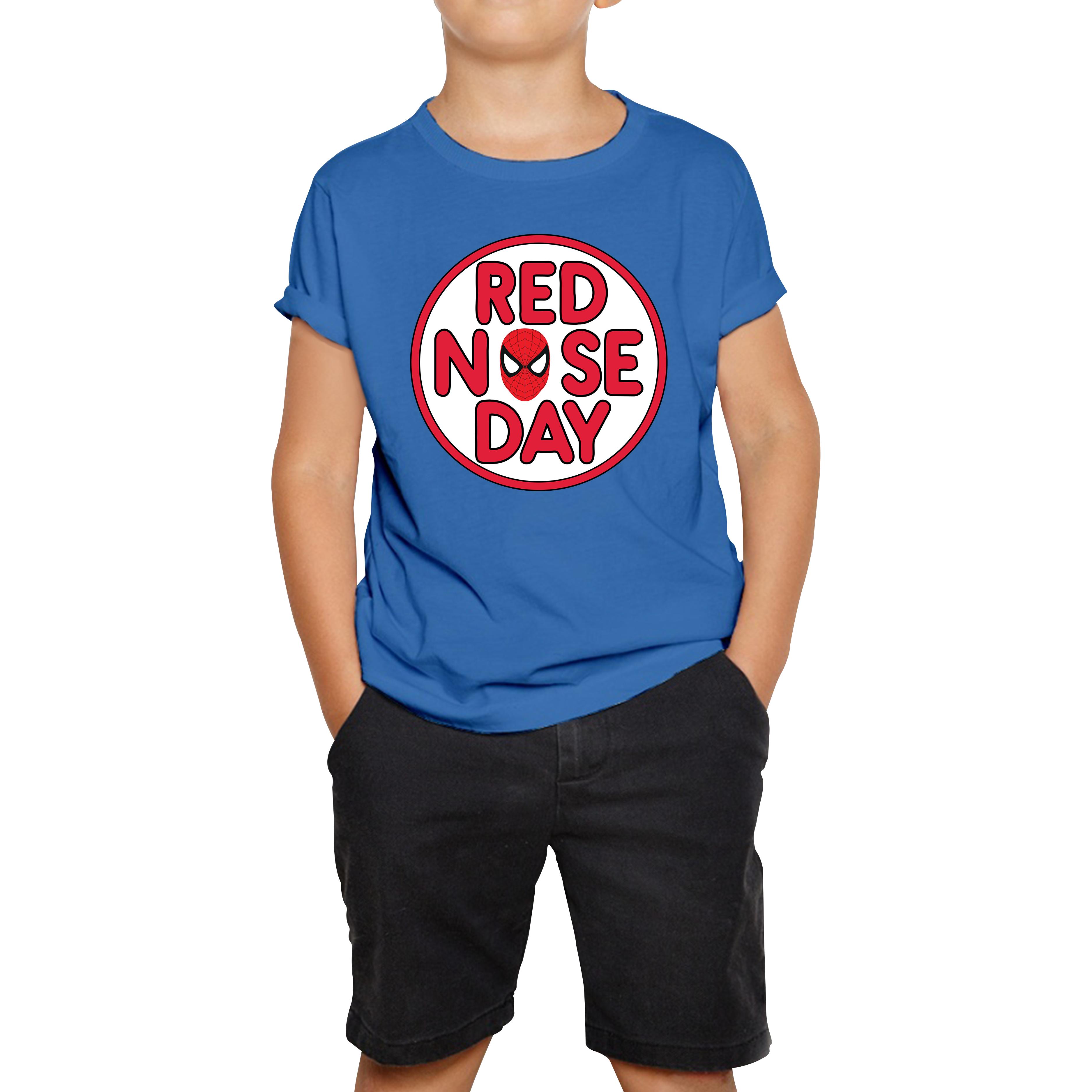 Spiderman Face Red Nose Day Kids T Shirt 150