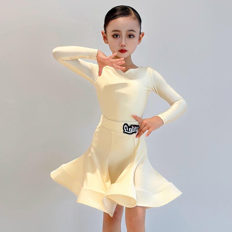 Abbigliamento da Allenamento Latino per Ragazze Vestito da Ballo da Sala Costume da Competizione Bambini Salsa Abbigliamento da Pratica Ballroom Colorato