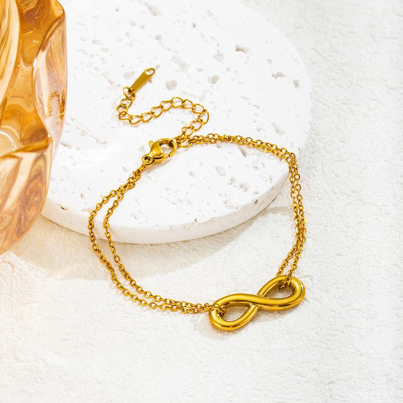 Kuziduocai 100% Stainless Steel New Fashion Waterproof Jewelry Gold-plated Infinite Charm Chain Women Necklaces Bracelets