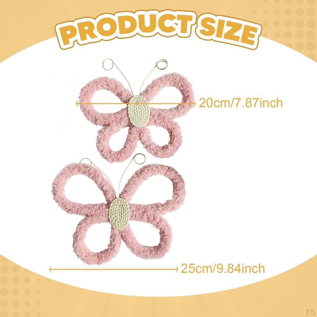 2 Pieces Butterfly Wall Art Decor Hanging Decoration Boho Bohemian Ornament Crafts for