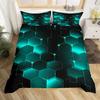 Blue Purple Honeycomb Duvet Cover Fluorescent Geometric Honeycomb Bedding Set Beehive Hexagon Comforter Cover for Boys Girls