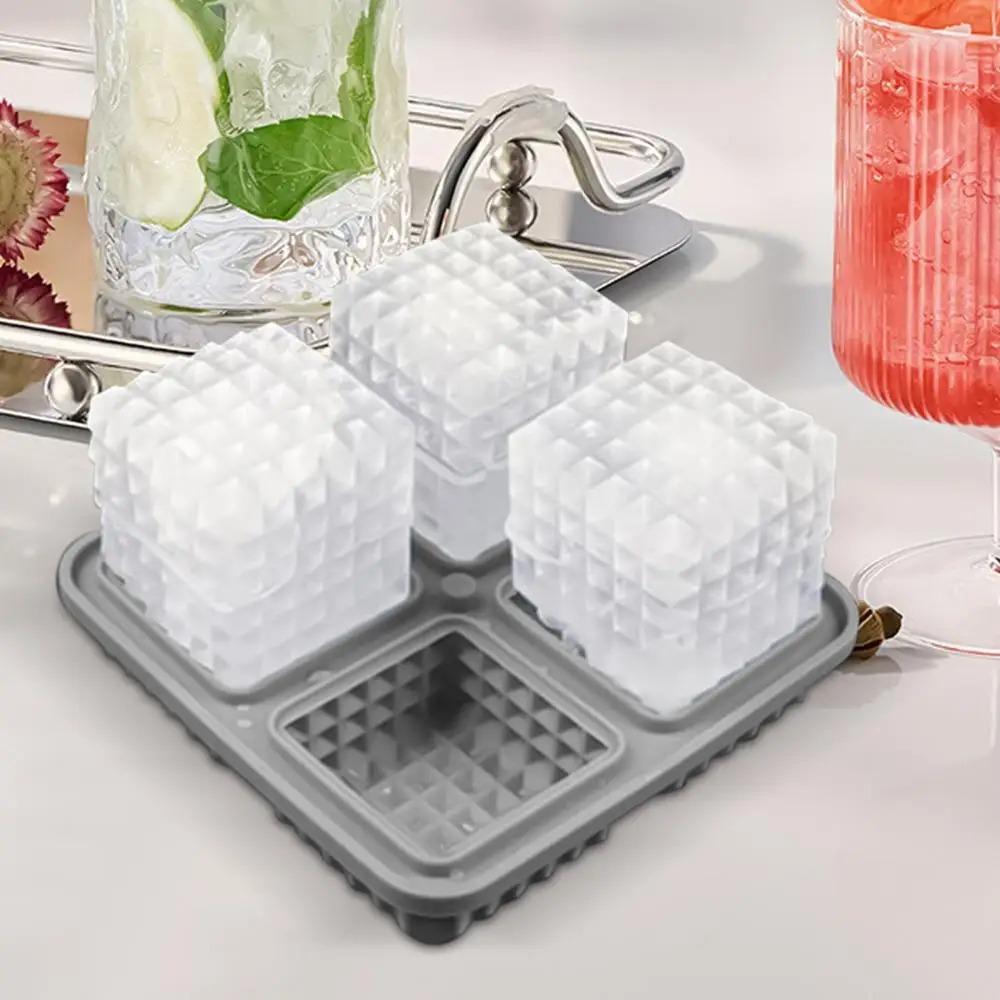 Reusable Square Ice Cube Mold Silicone Ice Ball Mold Multifunctional Whiskey Ice Cube Tray  Pudding
