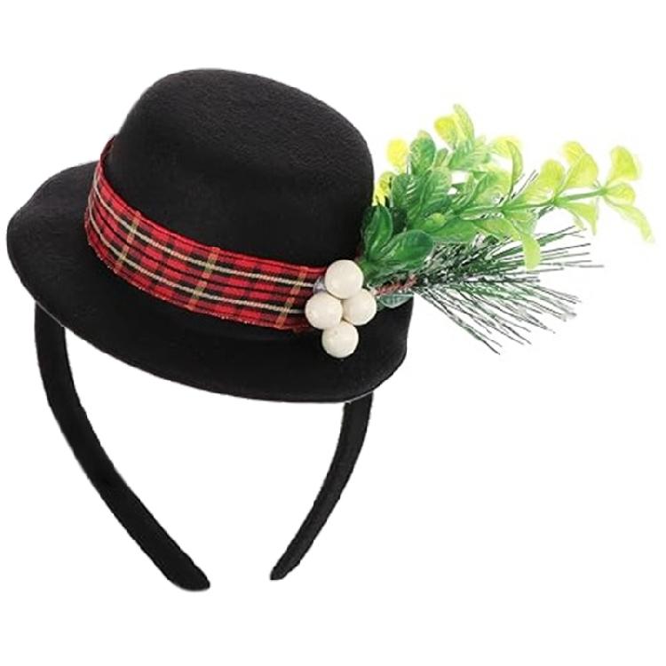 Reusable Cloth Santa Theme Hat Headdress Lightweight Christmas Decoration For Parent Child Matching Party Costume