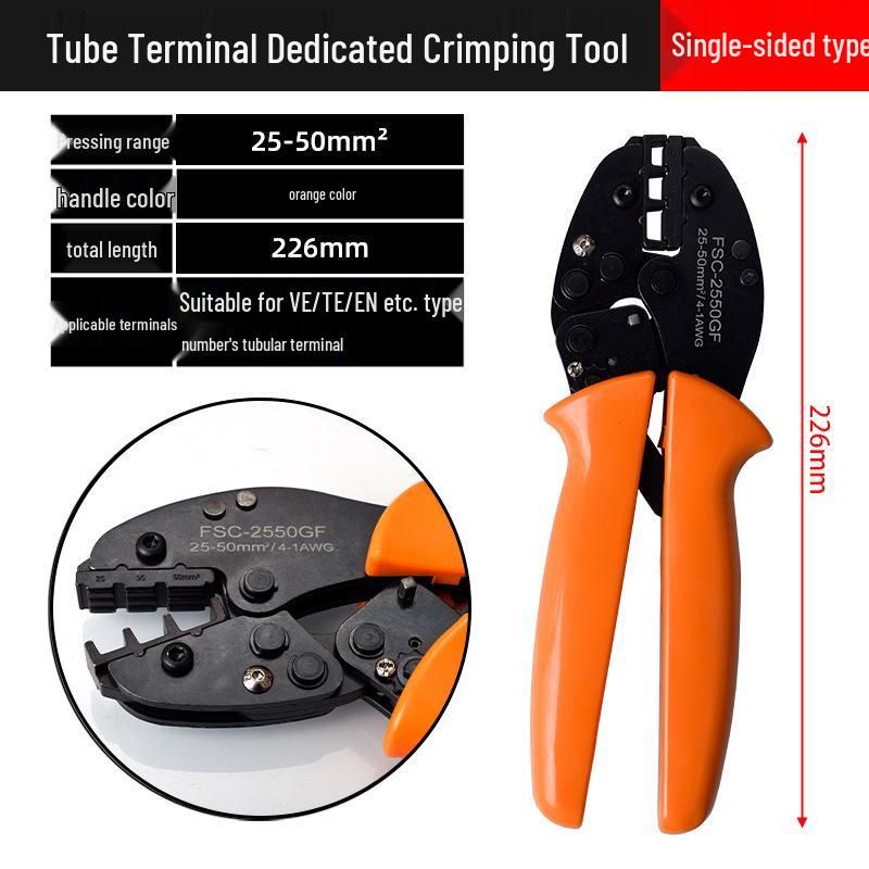 Electrician's Tube and Pin Terminal Crimping Pliers with Cold-Pressed Wire Functionality