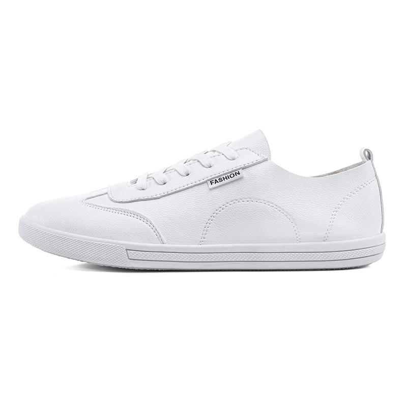 Classic Men's Leather Casual Lace Up Breathable Round Toe Shoes Lightweight Comfortable Young Men's Outdoor Walking Flats Shoes