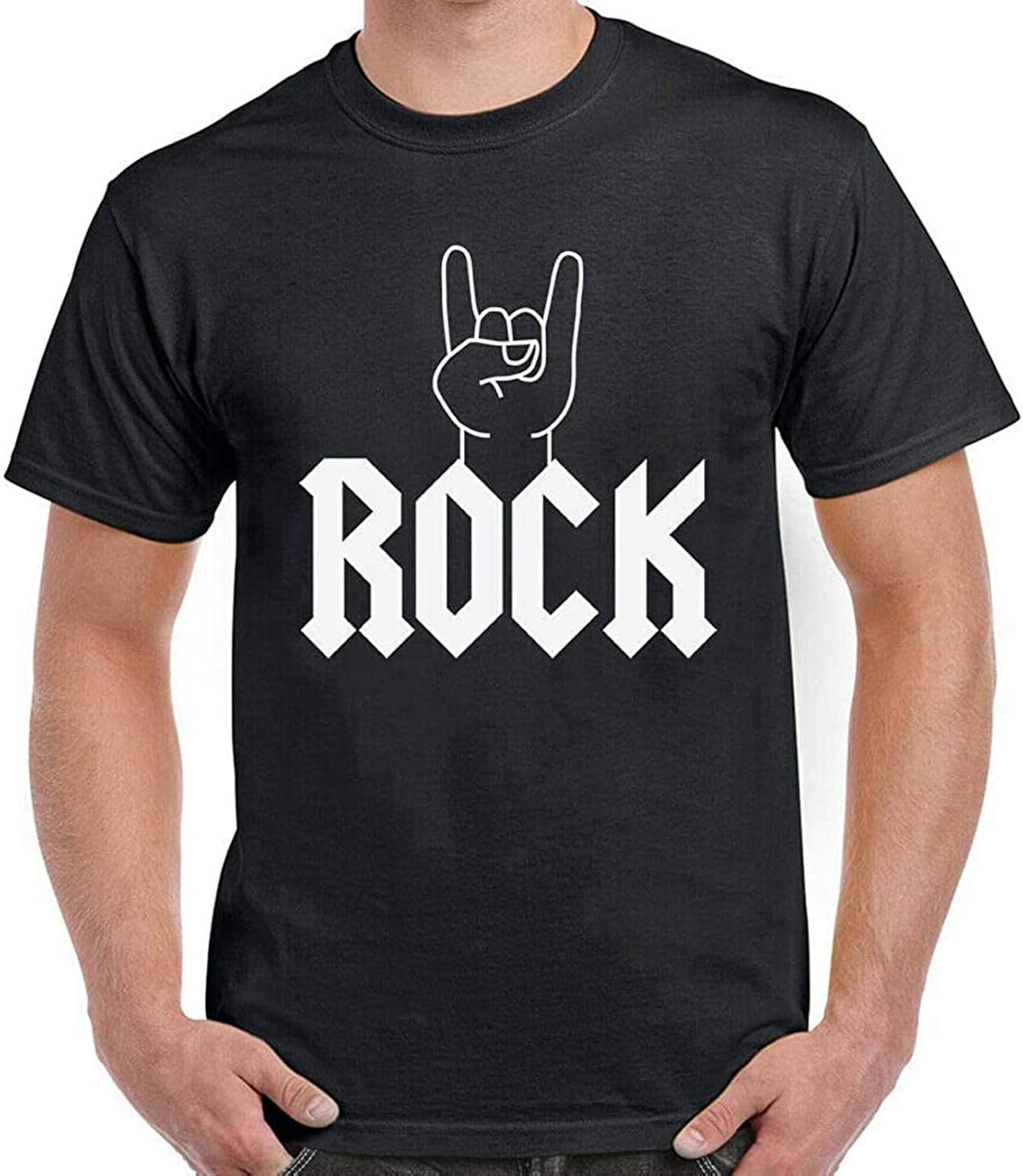Rock Fingers Rock On Mens T Shirt Horns Clothing Festival Music Song Gift Band XS чёрный