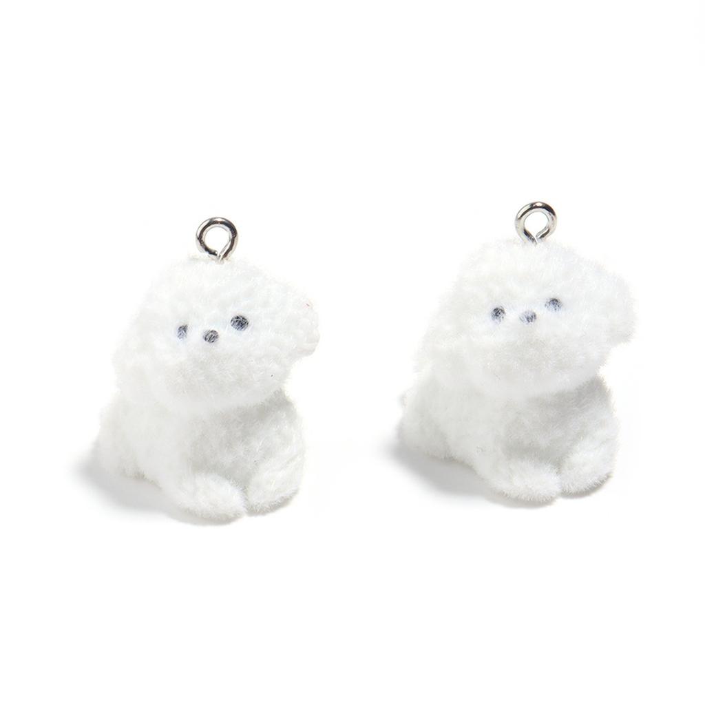 Cute Flocked Resin Puppy Pendant Resin Puppy Flock Charm for Creative Jewelry Projects and Personalized Accessories