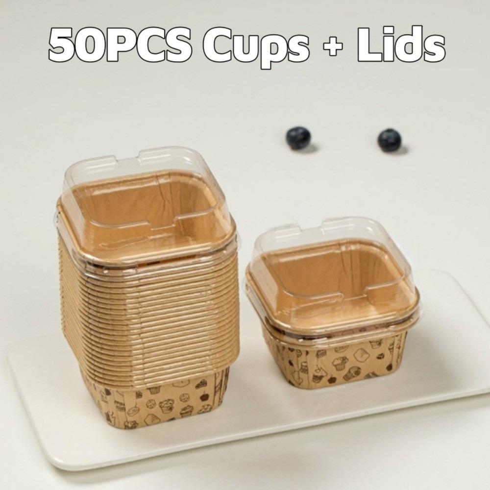 Oil-proof Muffin Cake Liner Square Cupcake Packing Wrappers Dessert Baking Cup for 50pcs Wedding