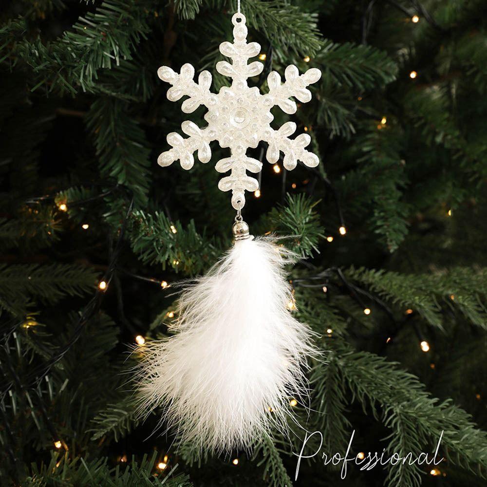 Delicate Plastic Christmas Tree Feather Pendant Angel Snowflake Christmas Hanging Decoration Feather Elk Hanging Ornament Xmas