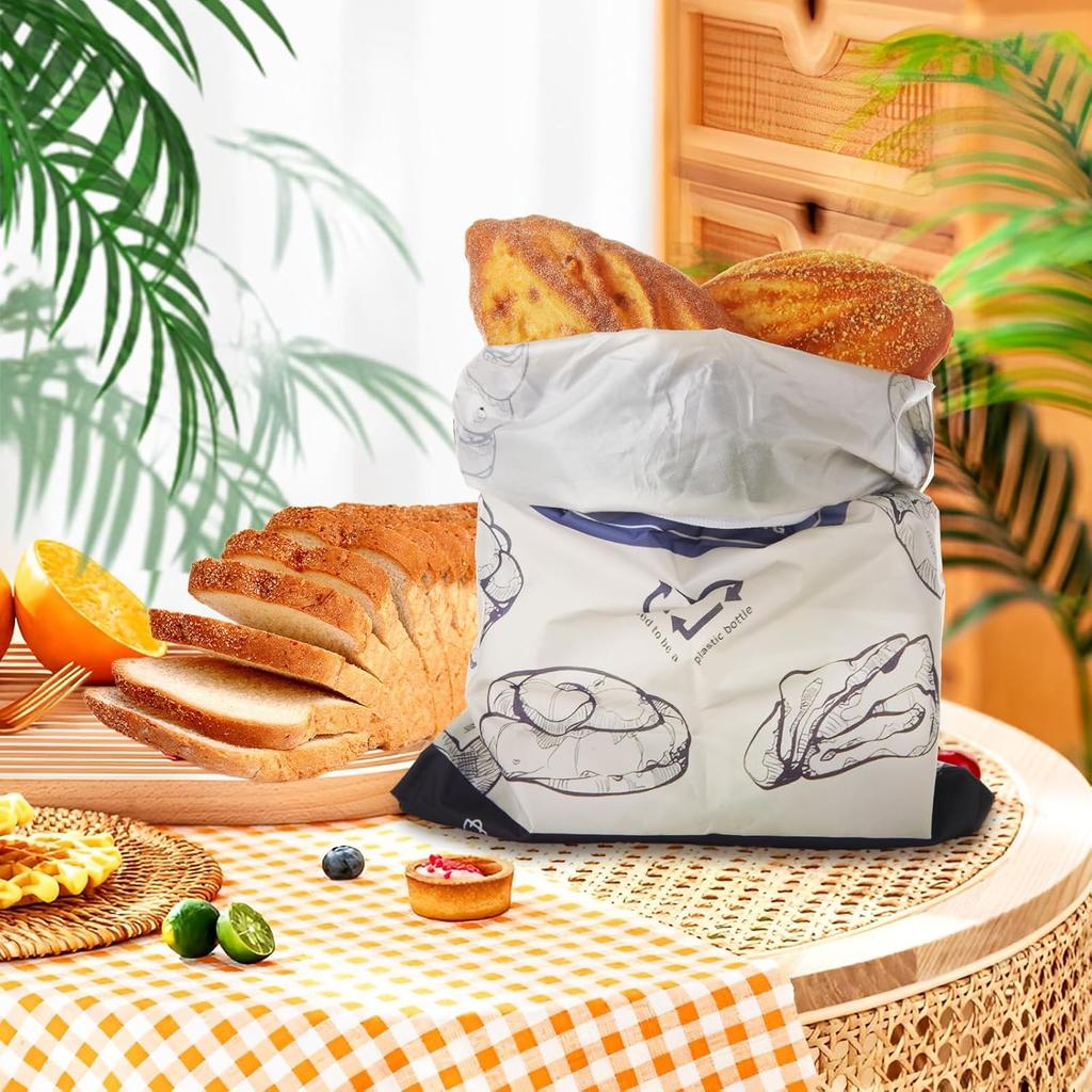 3PCS Bread Bags With Zipper, Bread Bags for Homemade Bread, Reusable Sourdough Bread Bags with Double Lining, Large Bread Container to Keep Bread