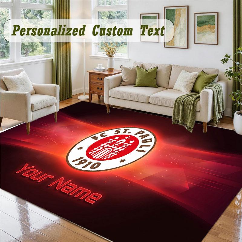 Crystal Velvet Square Rug Custom NameFC St. Pauli Pattern Non Slip Home Floor Decor Rug